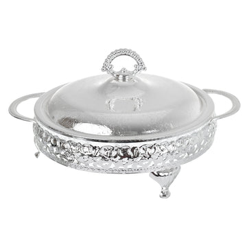 Queen Anne - Round Hors d'oeuvre 5 Parts with Silver Plated Cover - Silver Plated Metal & Glass - 25cm - 26000416