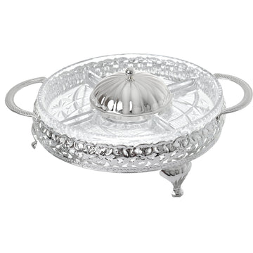 Queen Anne - Round Hors d'oeuvre with Silver Plated Center Cover - Silver Plated Metal - 25cm - 26000297