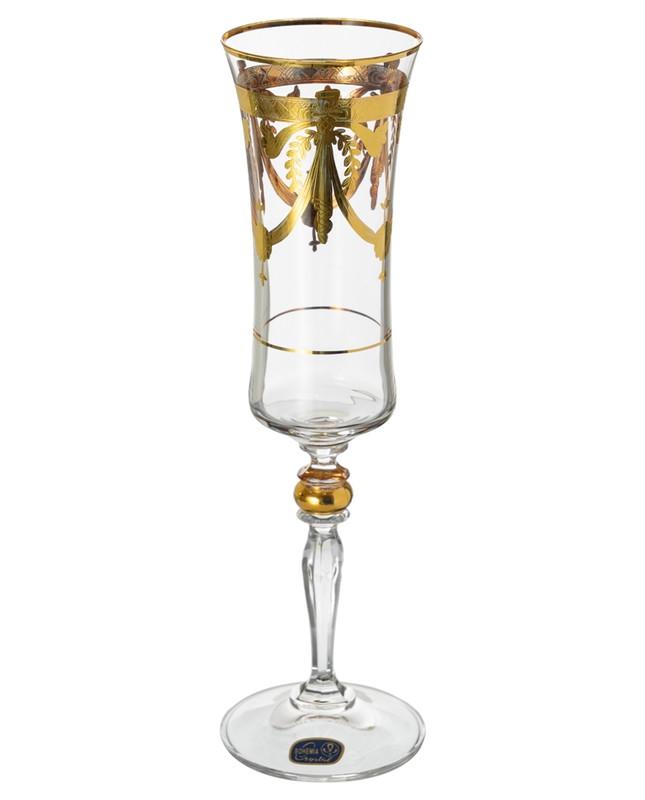 Bohemia Crystal Glass Set Of 6 Pieces - 39000619 - 150 ml - Gold 
