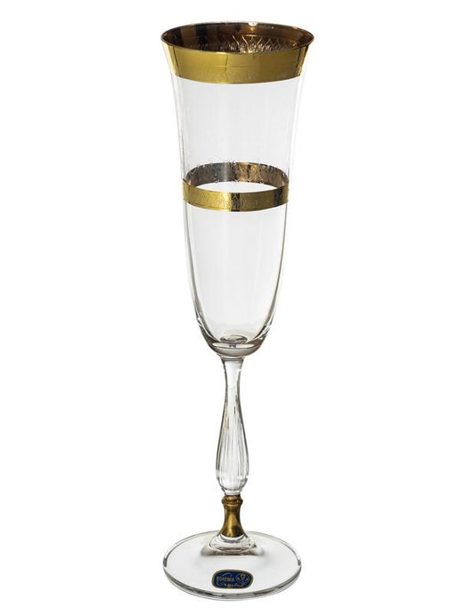 Bohemia Crystal Glass Set Of 6 Pieces - 39000604 - 190 ml -  Gold