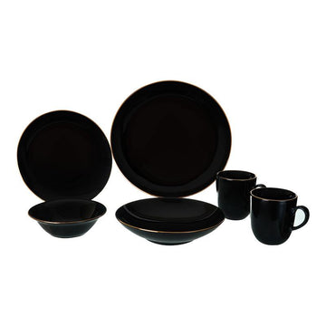 Elizabeth - Daily Use Set 30  Pieces Black with Gold Rim - 130001190
