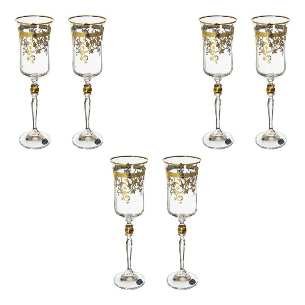 Bohemia Crystal - Goblet Glass Set 6 Pieces - Gold - 220ml - 39000617
