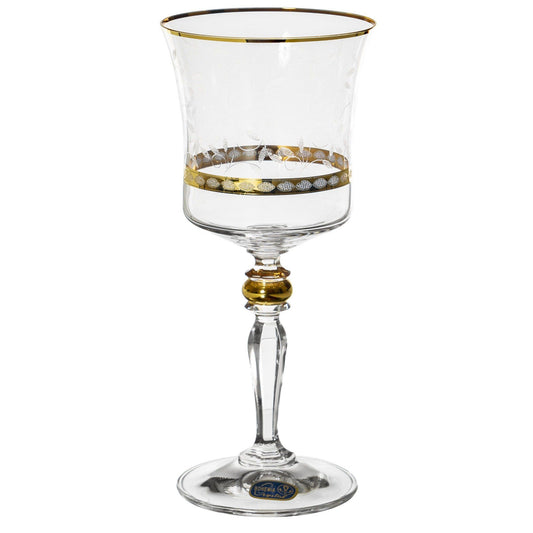 Bohemia Crystal - Goblet Glass Set 6 Pieces - Gold - 220ml - 39000694