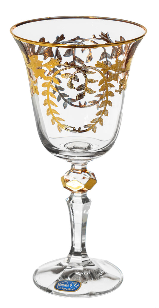 Bohemia Crystal - Goblet Glass Set 6 Pieces Gold - 185ml - 39000661