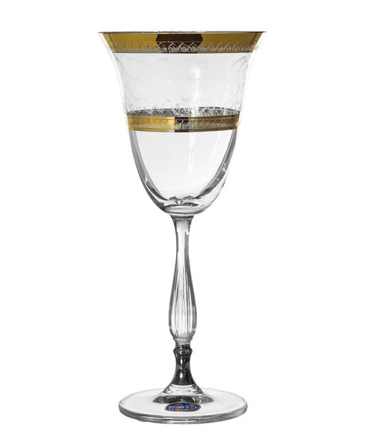 Bohemia Crystal - Goblet Glass Set 6 Pieces - Gold - 185ml - 39000605