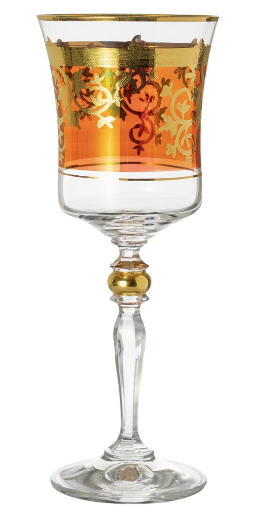 Bohemia Crystal - Goblet Glass Set 6 Pieces - Gold - 220ml - 39000703