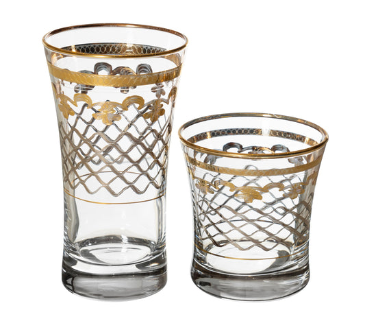 Pasabahce - Highball & Tumbler Glass Set 12 Pieces - Gold - 340ml & 250ml - 39000652