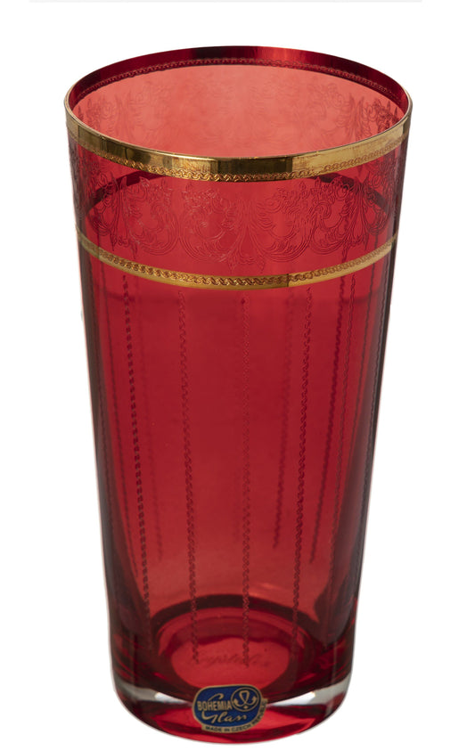 بوهيميا كريستال - طقم زجاج هاي بول 6 قطع أحمر وذهبي - 400 مل - 390003062