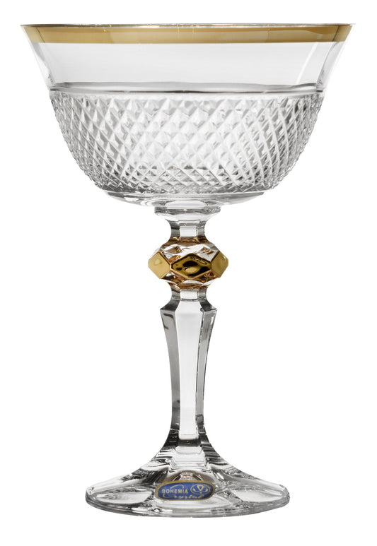 Bohemia Crystal - Cocktail Glass Set 6 Pieces - Gold - 180ml - 39000676
