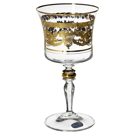 Bohemia Crystal - Goblet Glass Set 6 Pieces - Gold - 220ml - 39000723
