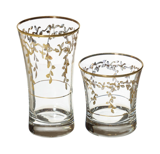 Pasabahce - Highball & Tumbler Glass Set 12 Pieces - Gold - 340ml & 250ml - 39000626