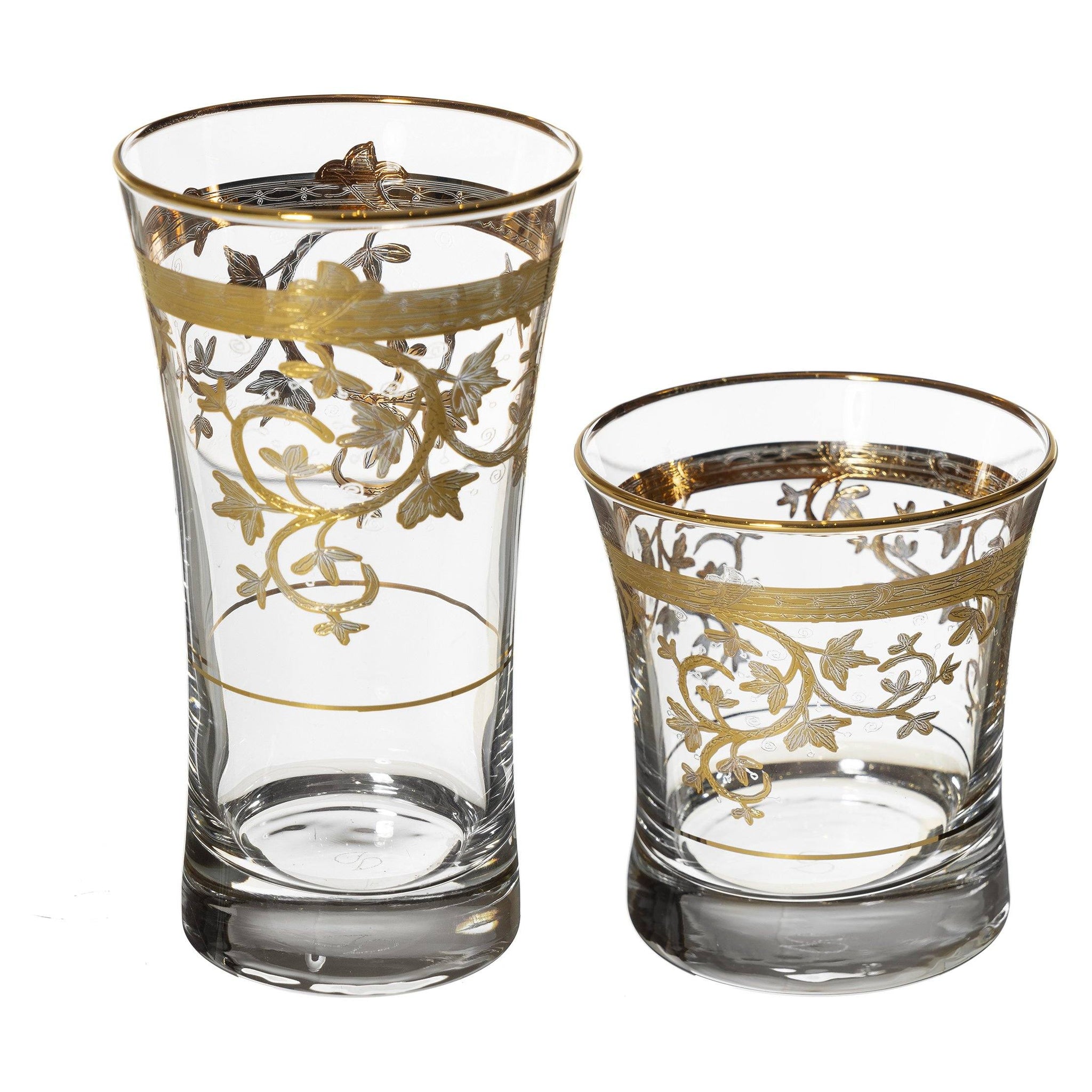 Pasabahce - Highball & Tumbler Glass Set 12 Pieces - Gold - 34ml & 250ml - 39000647