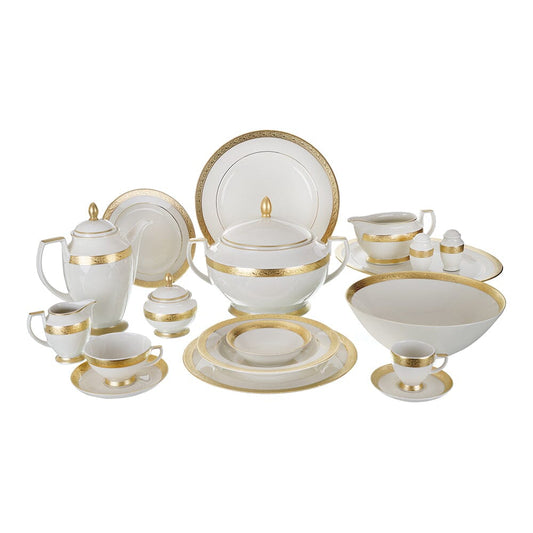 Falkenporzellan - Dinner Set  112 Pieces - Porcelain - Gold - 1300028