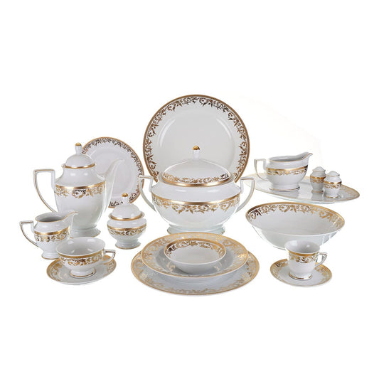 Falkenporzellan - Dinner Set 112 Pieces - Porcelain - Gold - 1300059