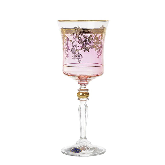 Bohemia Crystal - Goblet Glass Set 6 Pieces - Gold & Rose - 220ml - 39000637