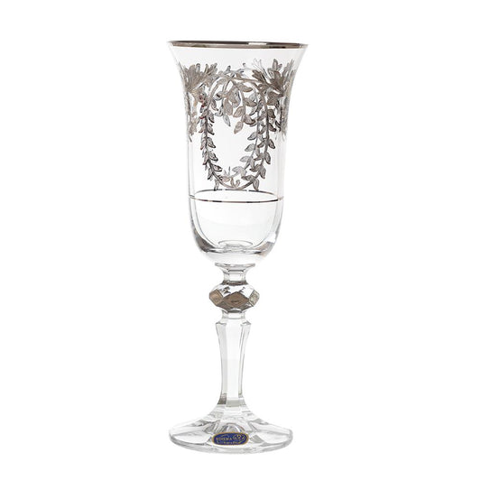 Bohemia Crystal - Flute Glass Set 6 Pieces - Silver - 150ml - 39000658