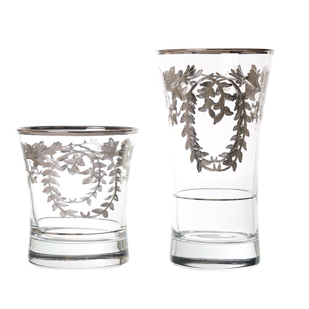 Pasabahce - Highball & Tumbler Glass Set 12 Pieces - Silver - 340ml & 250ml - 39000664