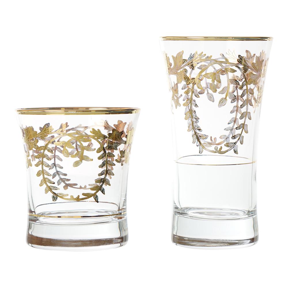 Pasabahce - Highball & Tumbler Glass Set 12 Pieces - Gold - 340ml & 250ml - 39000665