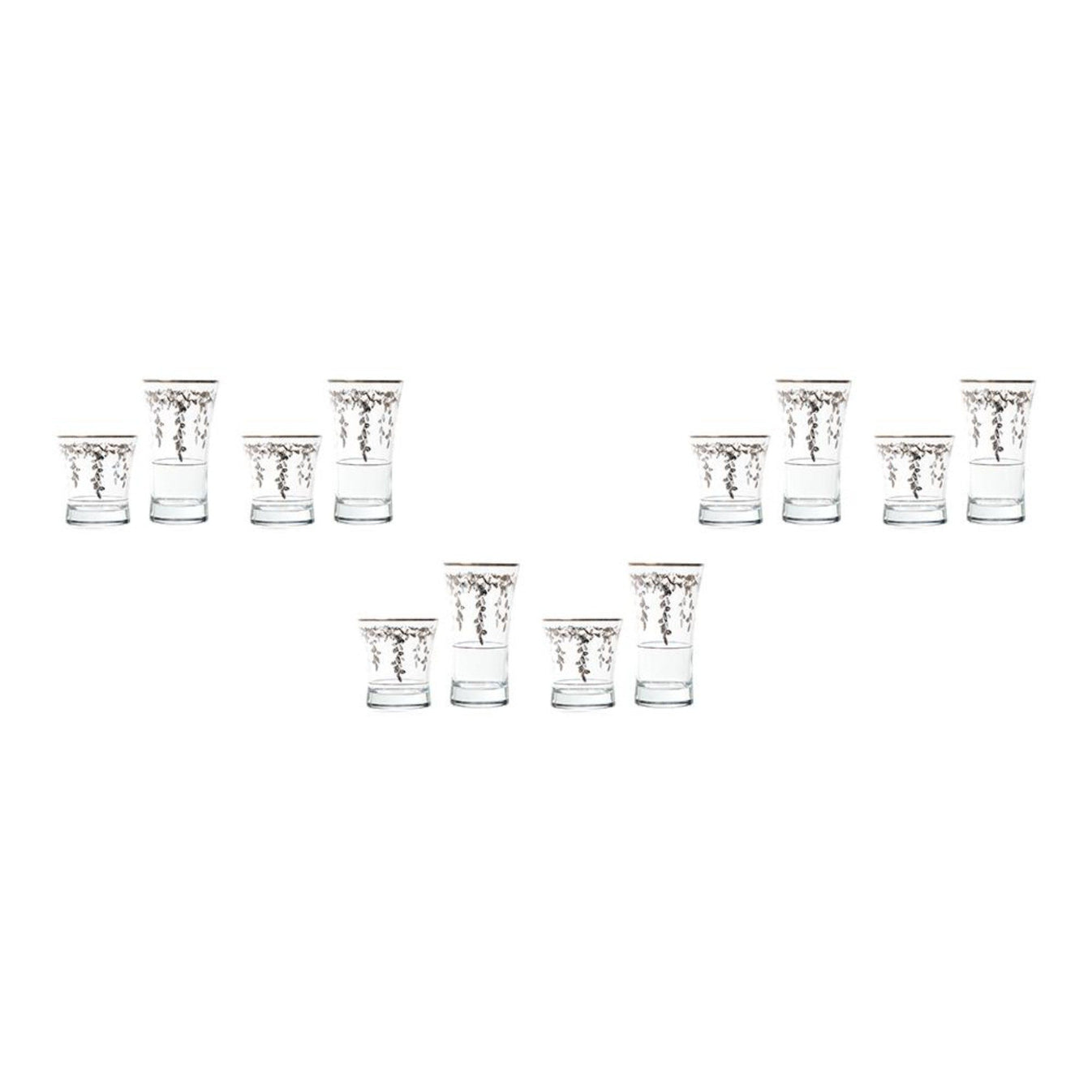 Pasabahce Highball & Tumbler Glass Set 12 Pieces Silver 340ml