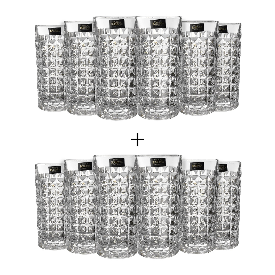 بوهيميا كريستال - طقم زجاج هاي بول"12 قطعة - 2 مجموعة"- 260 مل - 270006671