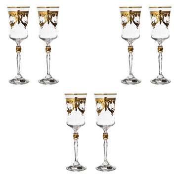 Bohemia Crystal - Goblet Glass Set 6 Pieces - Gold - 220ml - 39000627