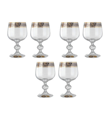 Bohemia Crystal - Goblet Glass Set 6 Pieces - Gold & Silver - 230ml - 2700010515