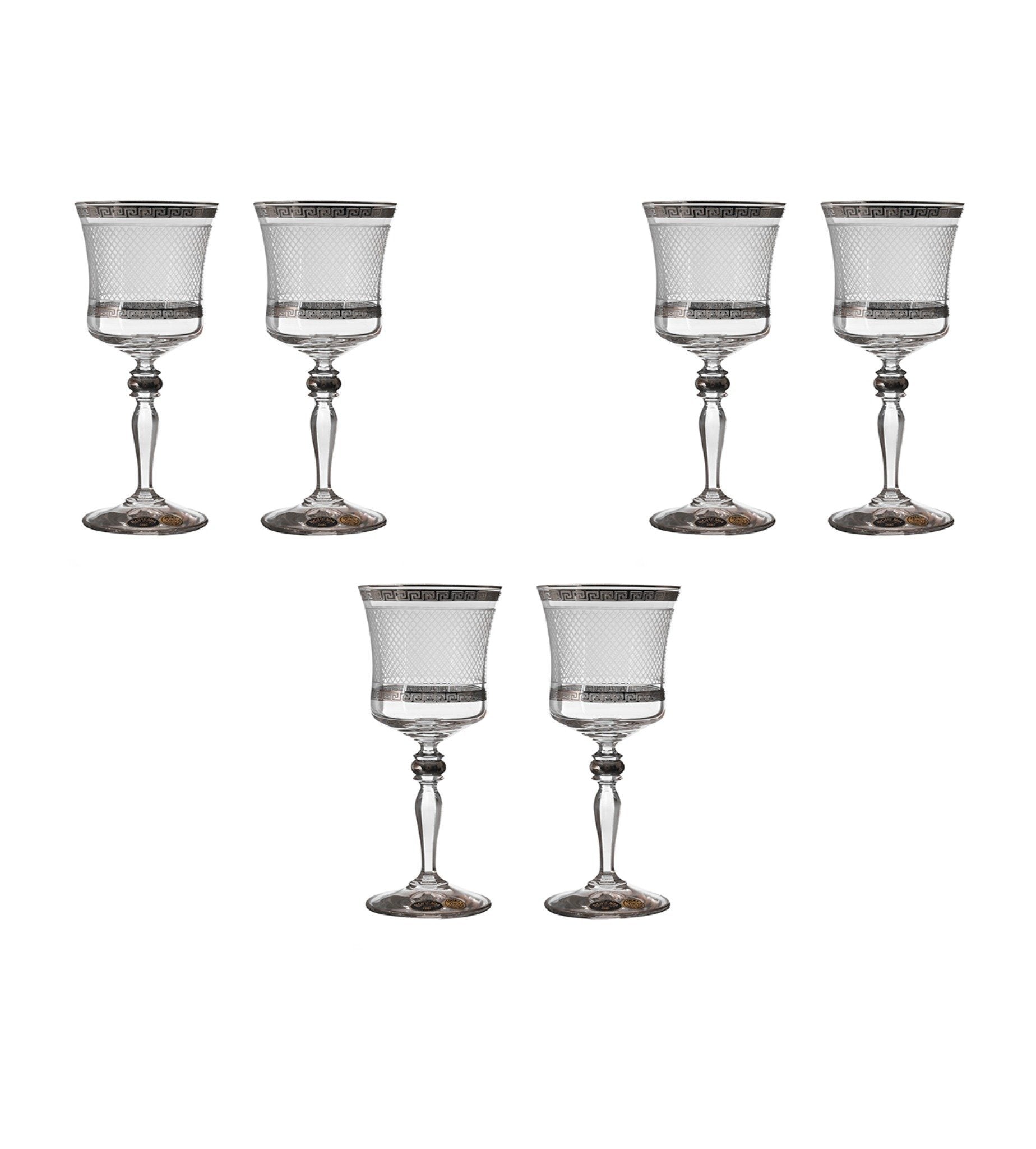 Bohemia Crystal - Goblet Glass Set 6 Pieces Silver - 220ml - 2700010423