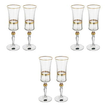 Bohemia Crystal - Flute Glass Set 6 Pieces - Gold - 150ml - 39000693