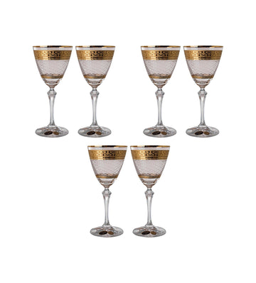 Bohemia Crystal - Goblet Glass Set 6 Pieces - Gold - 250ml - 2700010268