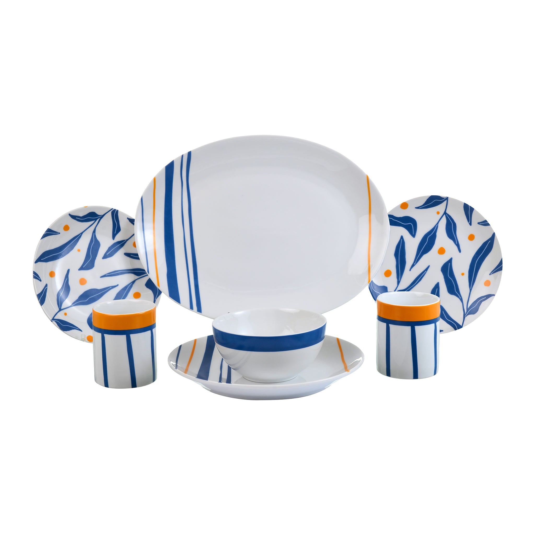 Senzo - Daily Use Dinner Set - 25 Pieces - Blue & Orange - 130003010