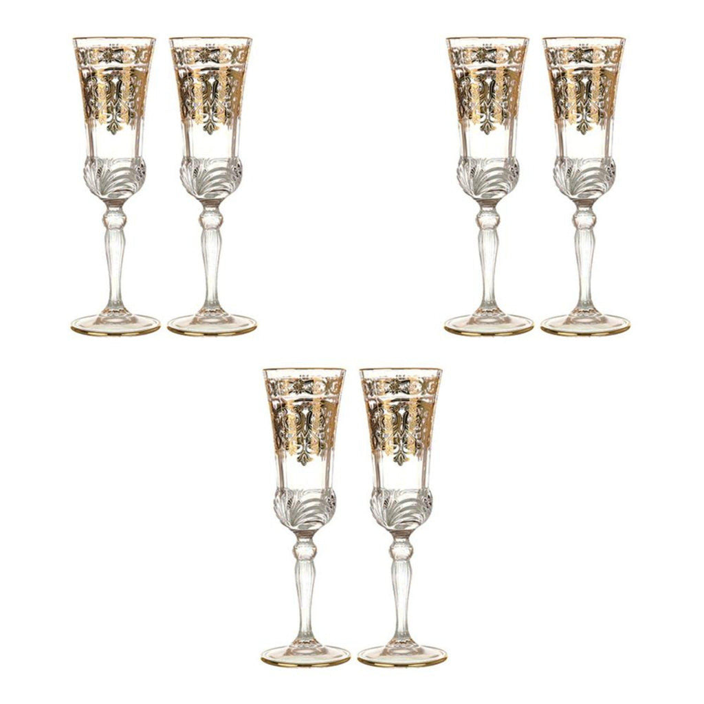 RCR Italy - Flute Glass Set 6 Pieces - Gold - 180ml - 380003039