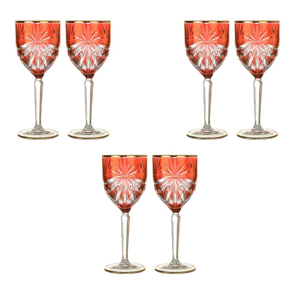 RCR Italy - Goblet Glass Set 6 Pieces - Red & Gold - 290ml - 380003086