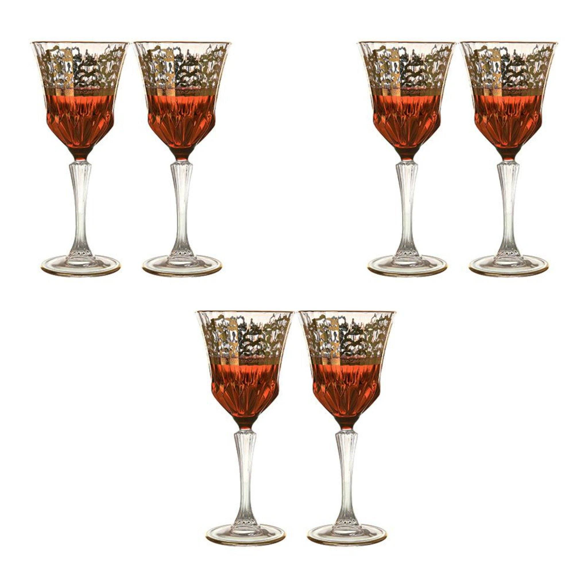 RCR Italy - Goblet Glass Set 6 Pieces Gold & Red - 220ml - 380003059