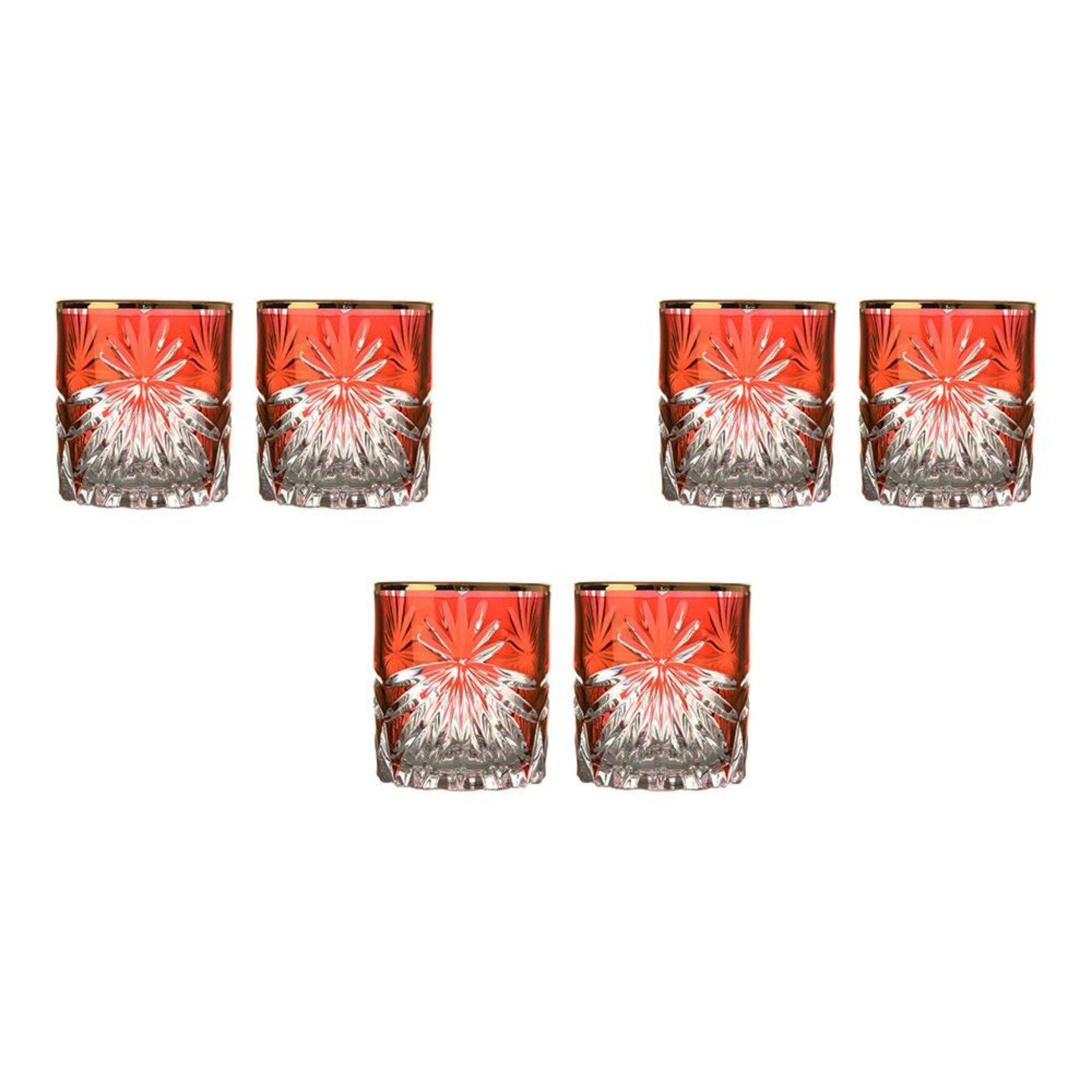RCR Italy - Tumbler Glass Set 6 Pieces - Red & Gold - 310ml - 380003090