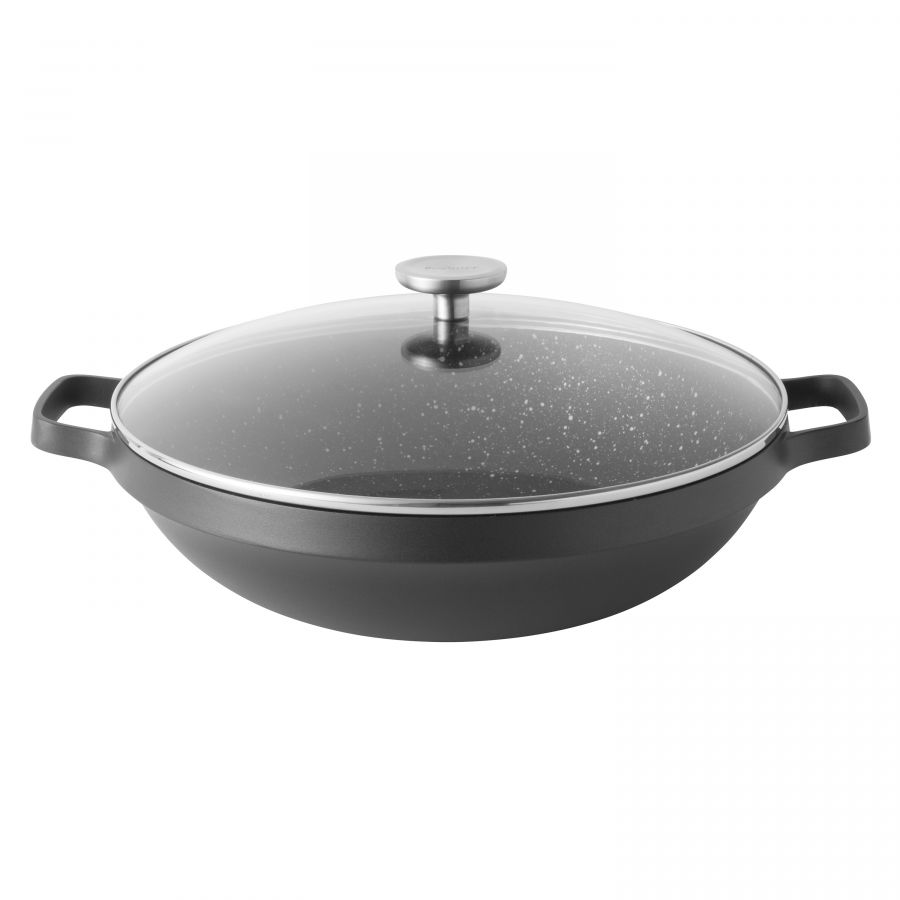 BergHOFF - Gem Covered Chinese Wok with Handles - Black - Cast Aluminum - 5.40 Lit - 440001539
